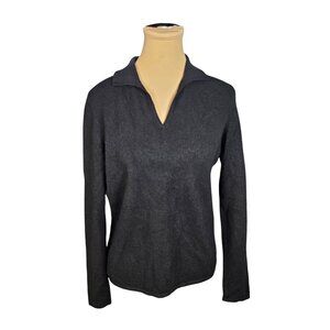 Charter Club Black Collared 100% 2-Ply Cashmere Sweater Sz M